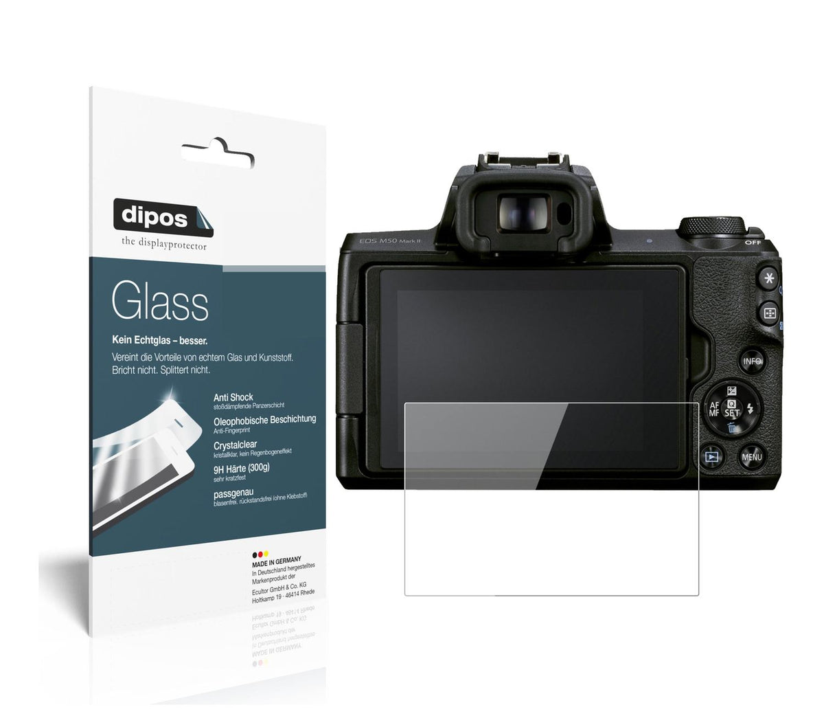 2x 9H Clear Screen Protector for Canon EOS M50 Mark II – Shatterproof, Crystal Clear