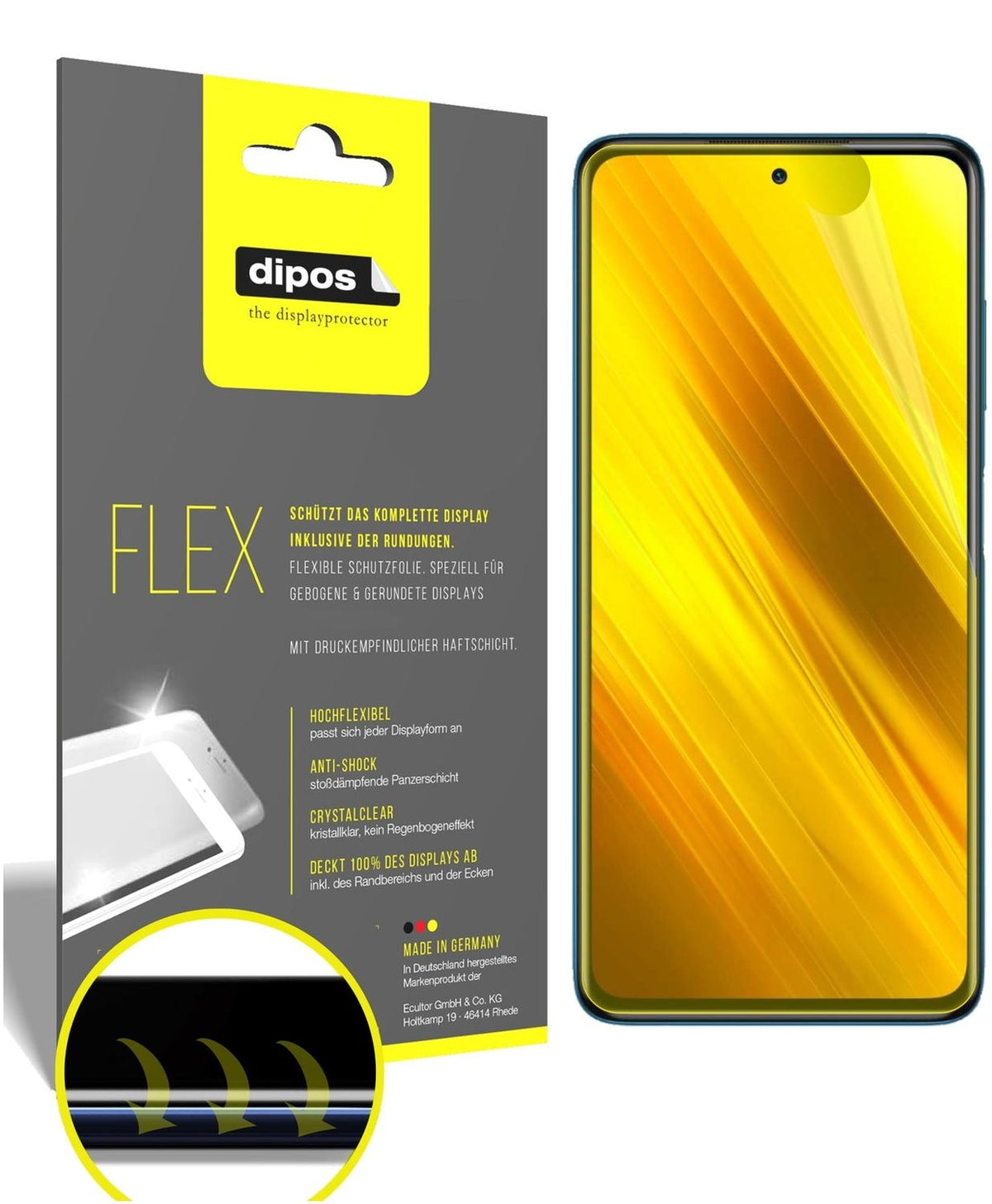2x Full Cover Screen Protector for Poco X3 NFC – Covers Curved Edges | dipos