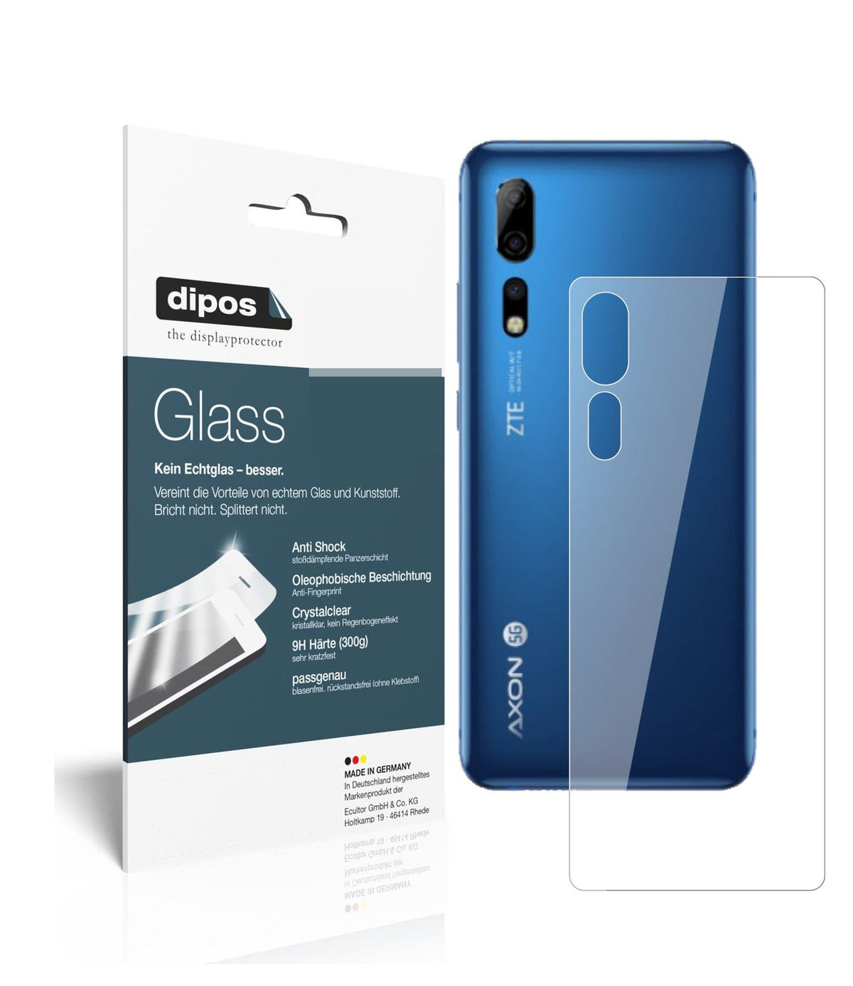 2x Screen Protector for ZTE Axon 10s Pro back Flexible Glass 9H dipos