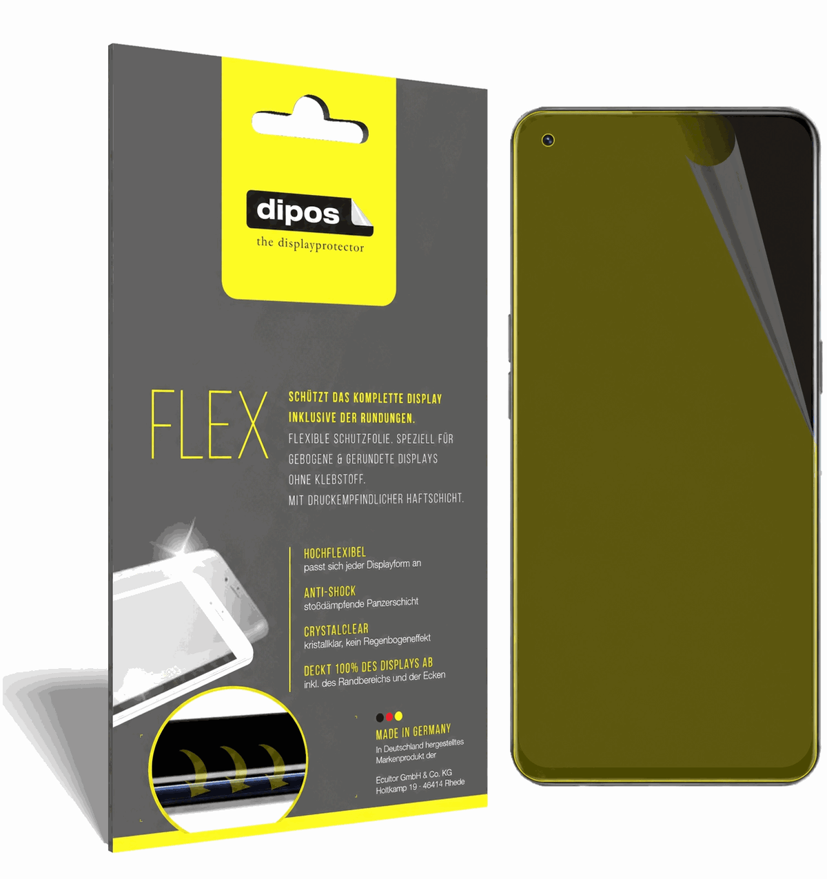 2x Screen Protector for OPPO K9 5G Protective Film covers 100% dipos Flex