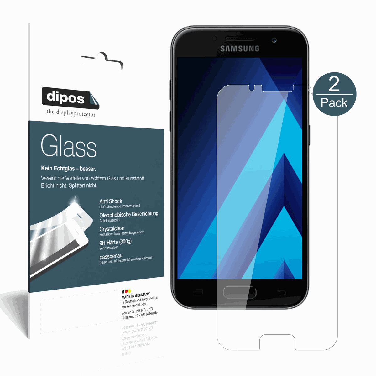 2x 9H Clear Screen Protector for Samsung Galaxy A5 (2017) – Shatterproof, Crystal Clear