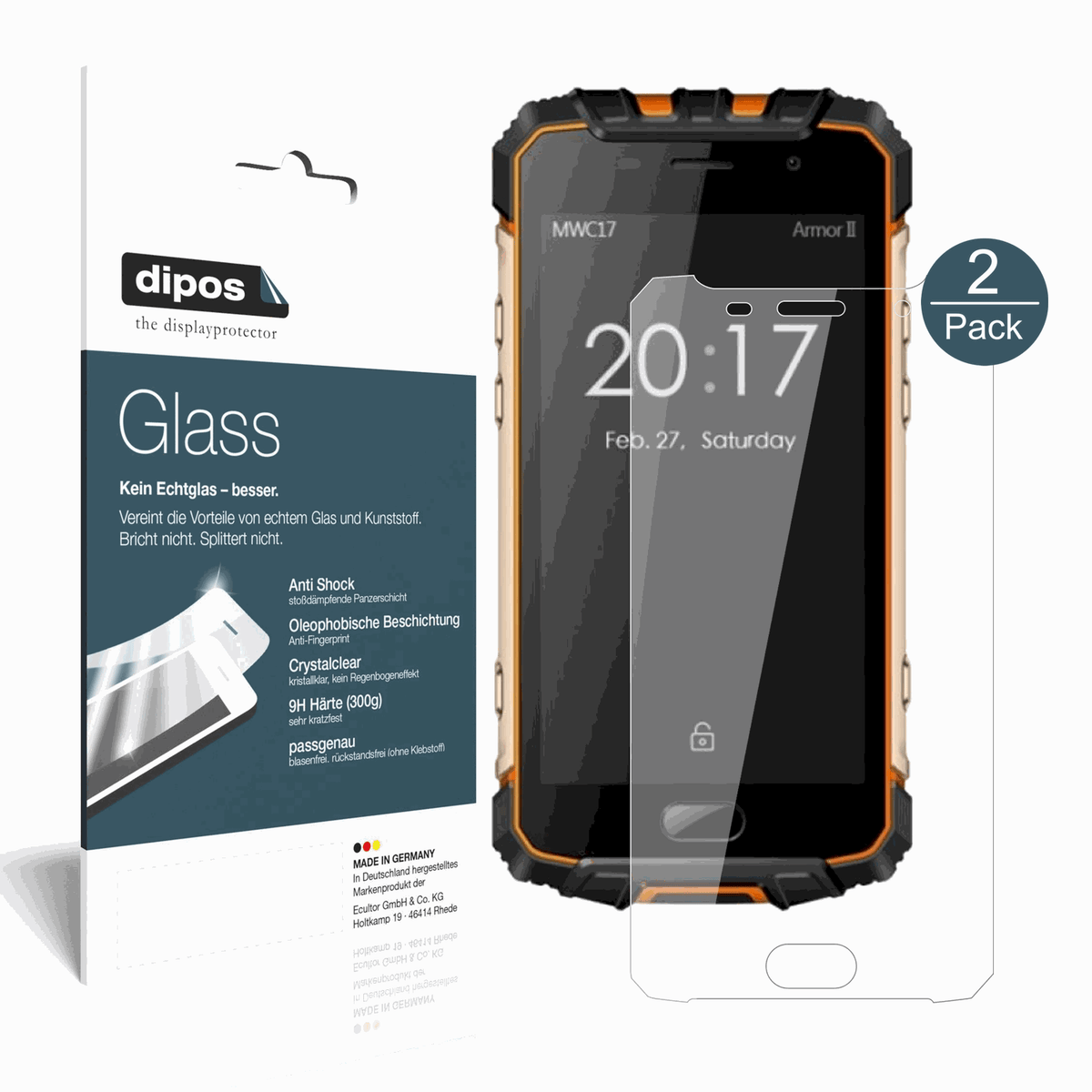 2x 9H Clear Screen Protector for Ulefone Armor 2 – Shatterproof, Crystal Clear | dipos