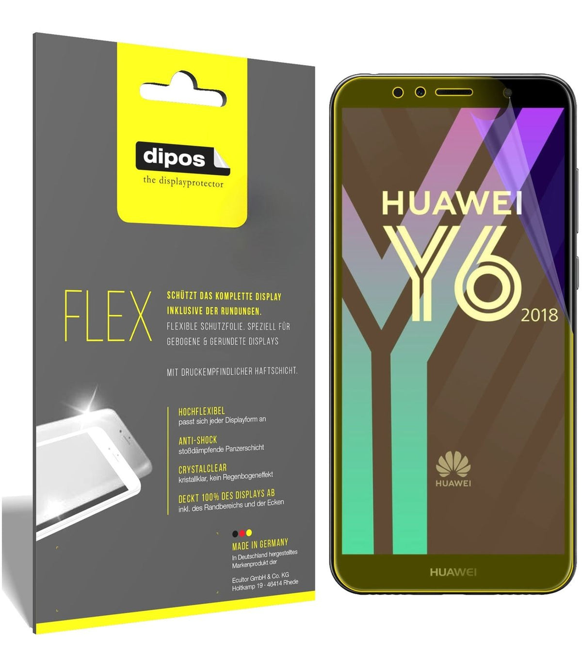 2x 3D Full Cover Screen Protector for Huawei Y6 (2018)