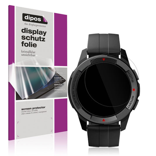 Klare Displayschutzfolie von dipos passend für Mibro Watch X1, präziser Zuschnitt und blasenfrei montiert