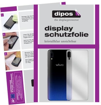 VivoY91 Rückseite mit aufgebrachter dipos Displayschutzfolie, glasklare Darstellung ohne Einschränkungen