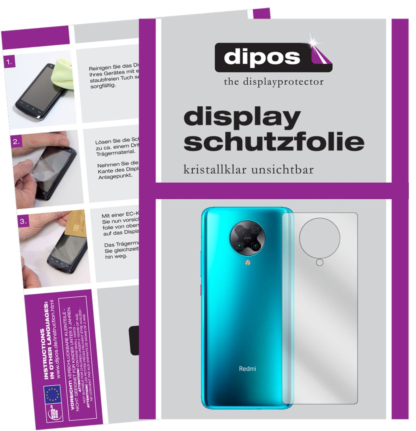 5x Schutzfolie klar für Xiaomi Redmi K30 Pro Zoom Rückseite Display-Schutzfolie