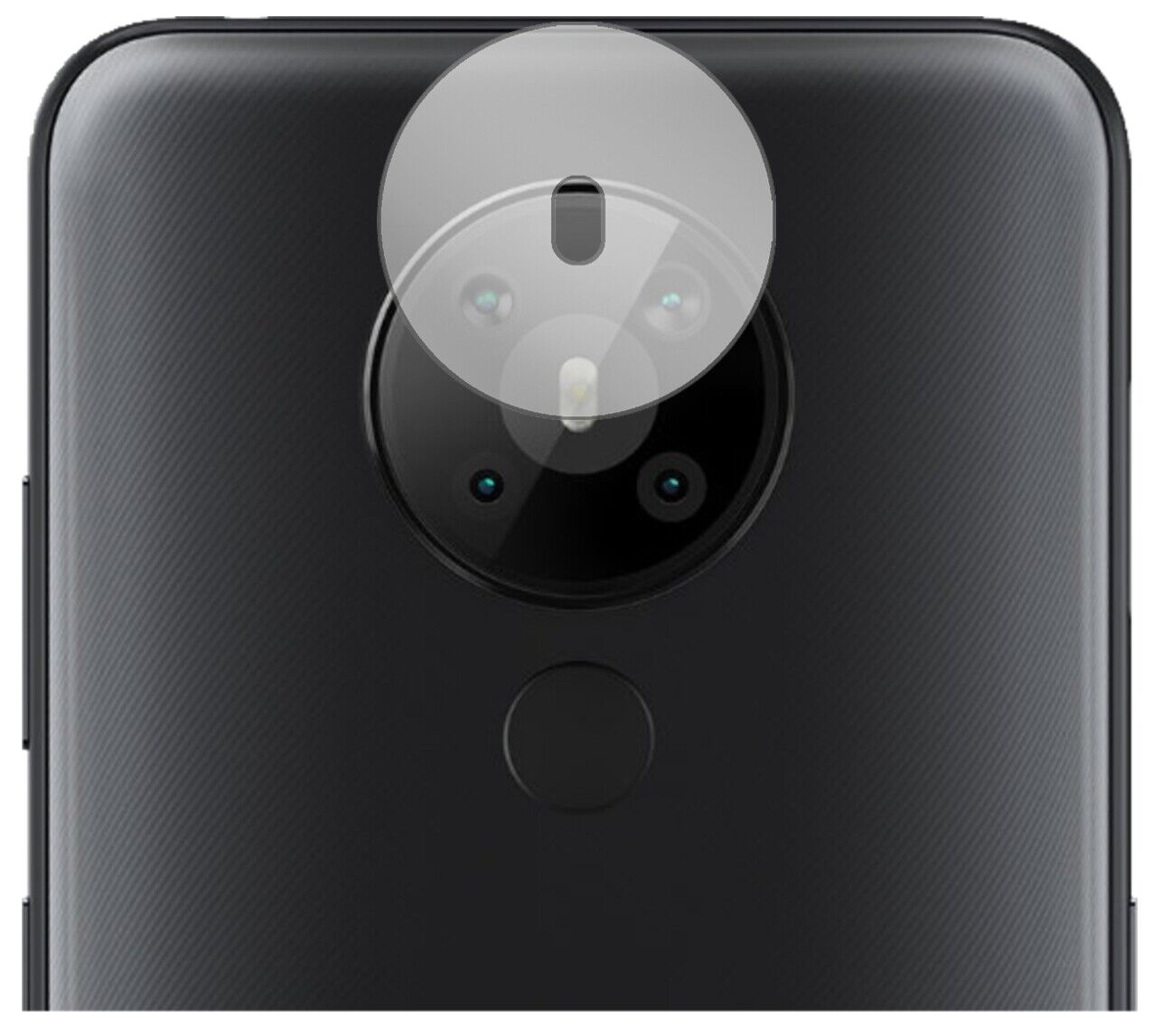 Nokia5.3 Kameralinse mit aufgebrachter dipos Displayschutzfolie, glasklare Darstellung ohne Einschränkungen