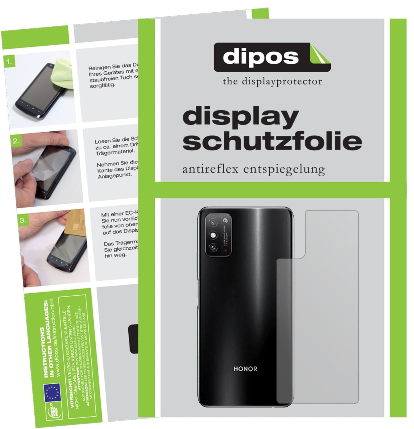 5x Schutzfolie matt für Honor X10 Max 5G Rückseite Display-Schutzfolie