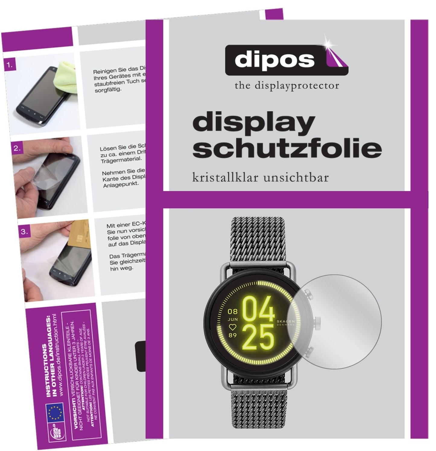 1x Schutzfolie klar für Skagen Falster 3 Display-Schutzfolie