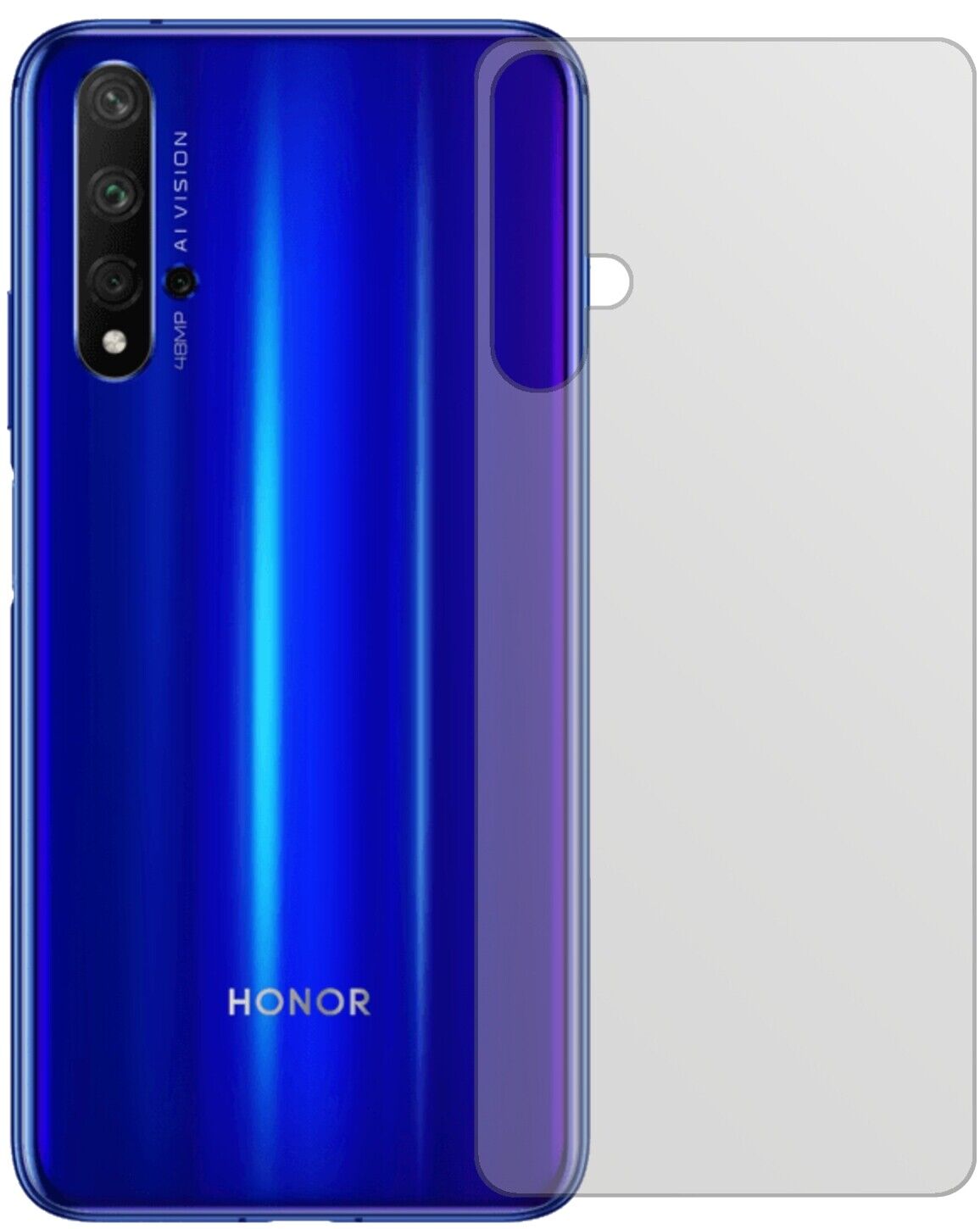 Matte Displayschutzfolie von dipos passend für Honor 20 Rückseite, präziser Zuschnitt und blasenfrei montiert