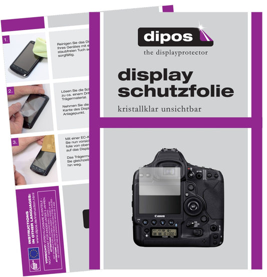 Klare Displayschutzfolie von dipos passend für Canon Eos 1D, präziser Zuschnitt und blasenfrei montiert