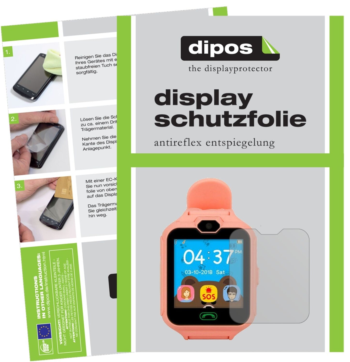 HangangSmart MT-6261 mit aufgebrachter dipos Displayschutzfolie, die lästige Fingerabdrücke minimiert