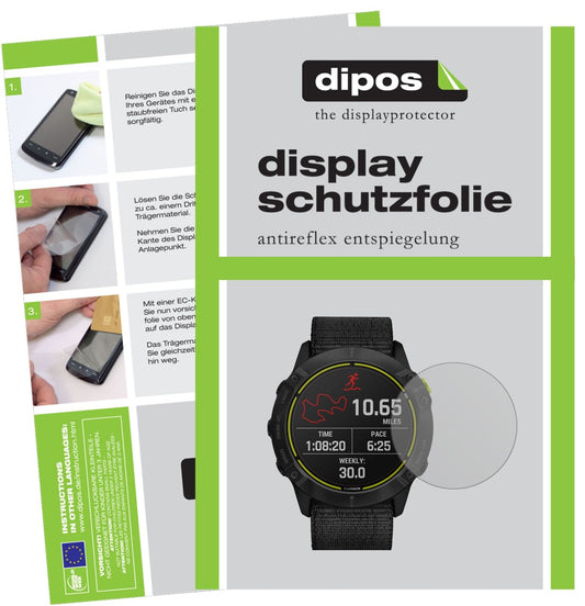 Matte Displayschutzfolie von dipos passend für Garmin Enduro Smartwatch, präziser Zuschnitt und blasenfrei montiert