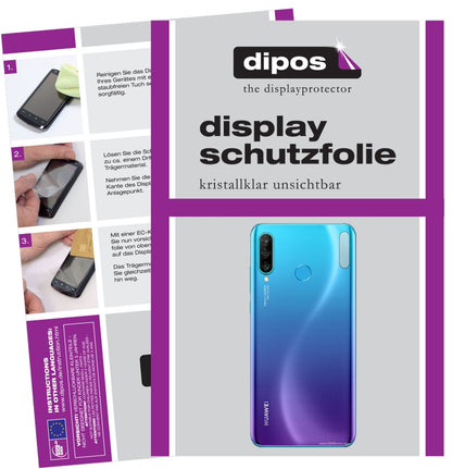 HuaweiP30 Lite Kameralinse mit aufgebrachter dipos Displayschutzfolie, glasklare Darstellung ohne Einschränkungen