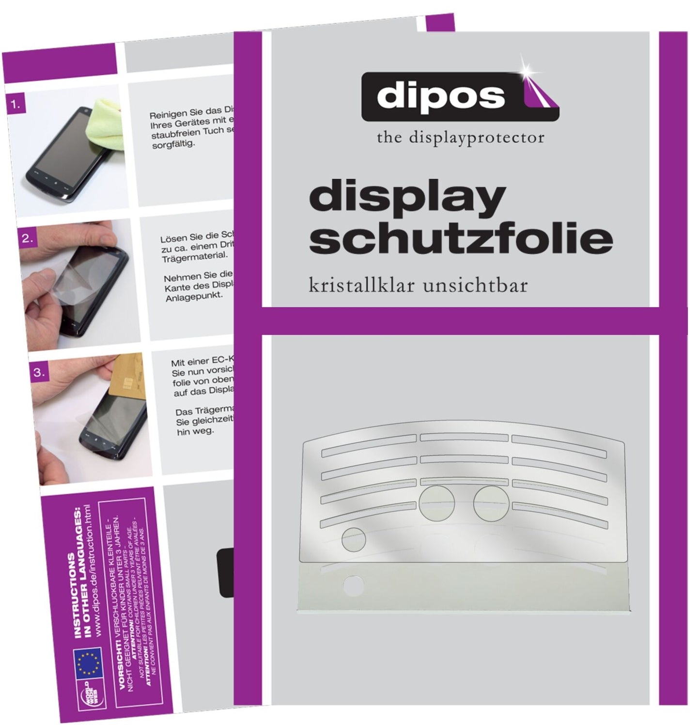 MelittaCaffeo Solo E950 Tropfblech mit aufgebrachter dipos Displayschutzfolie, glasklare Darstellung ohne Einschränkungen