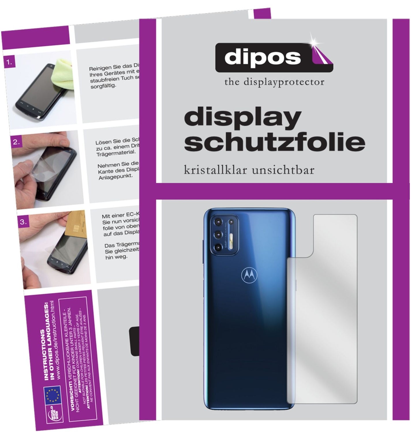 5x Schutzfolie klar für Motorola Moto G9 Plus Rückseite Display-Schutzfolie