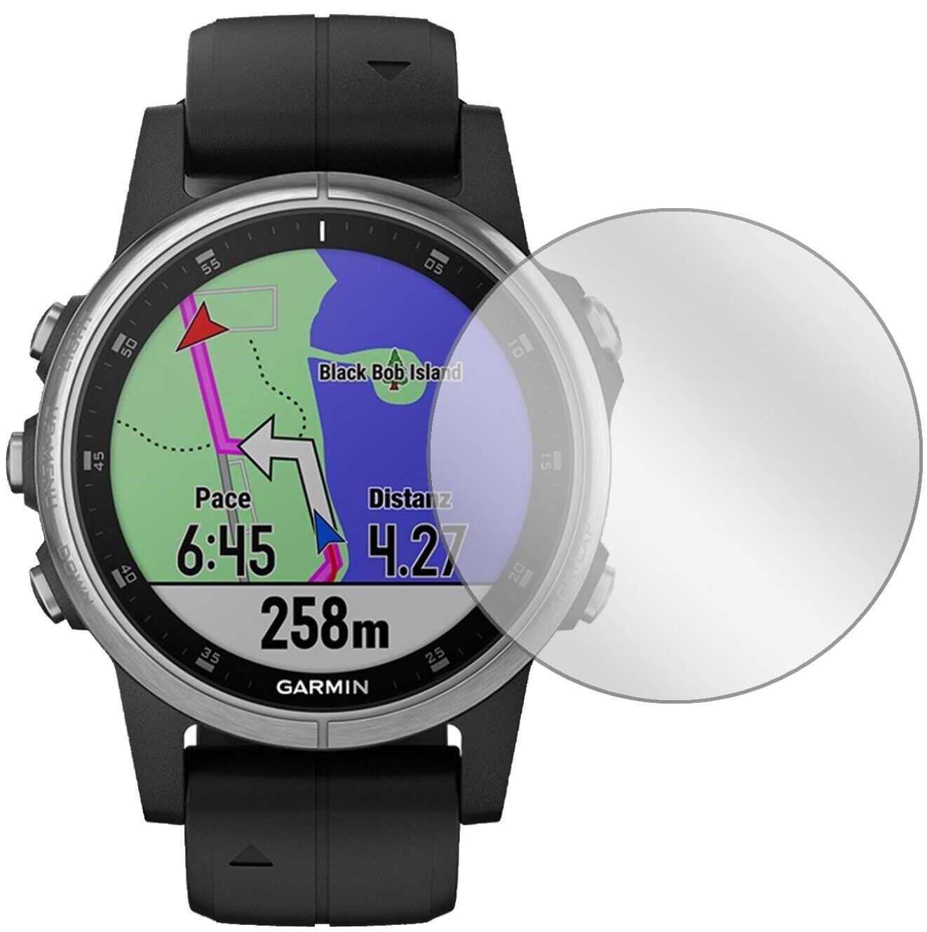 Klare Displayschutzfolie von dipos passend für Garmin fenix 5s Plus (42mm), präziser Zuschnitt und blasenfrei montiert