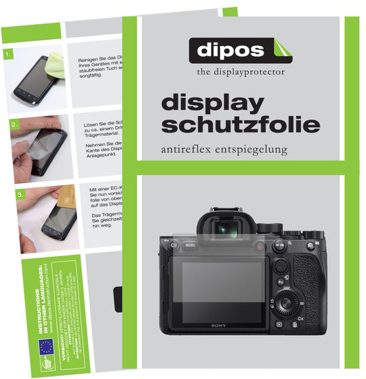 Matte Displayschutzfolie von dipos passend für Sony Alpha 7R IVA, präziser Zuschnitt und blasenfrei montiert