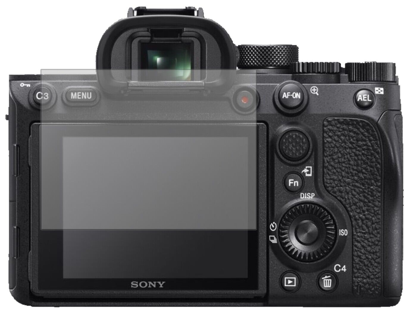 SonyAlpha 7R IVA mit aufgebrachter dipos Displayschutzfolie, die lästige Fingerabdrücke minimiert