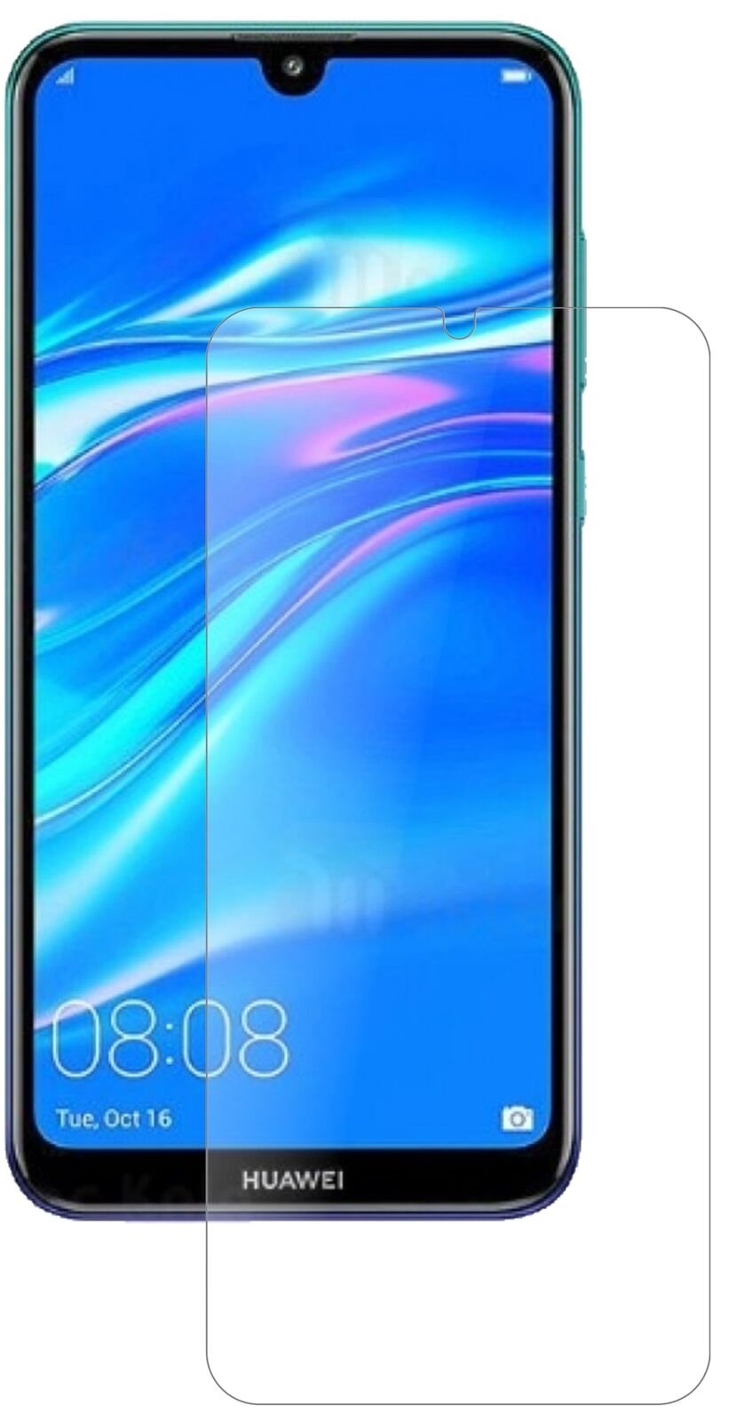 Matte Displayschutzfolie von dipos passend für Huawei Y7 Pro (2019), 9H kratzfest und blasenfrei montiert