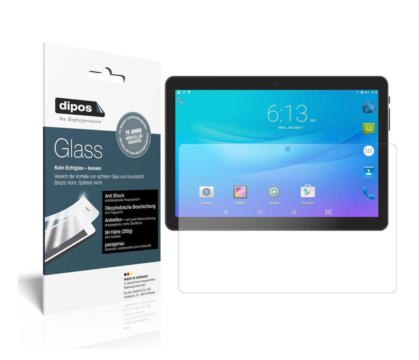 1x 9H Schutzfolie matt für Lectrus 10.1 Zoll Tablet Panzerfolie