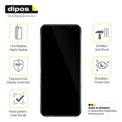 2x Screen Protector for ASUS ROG Phone 6D Protective Film covers 100% dipos Flex
