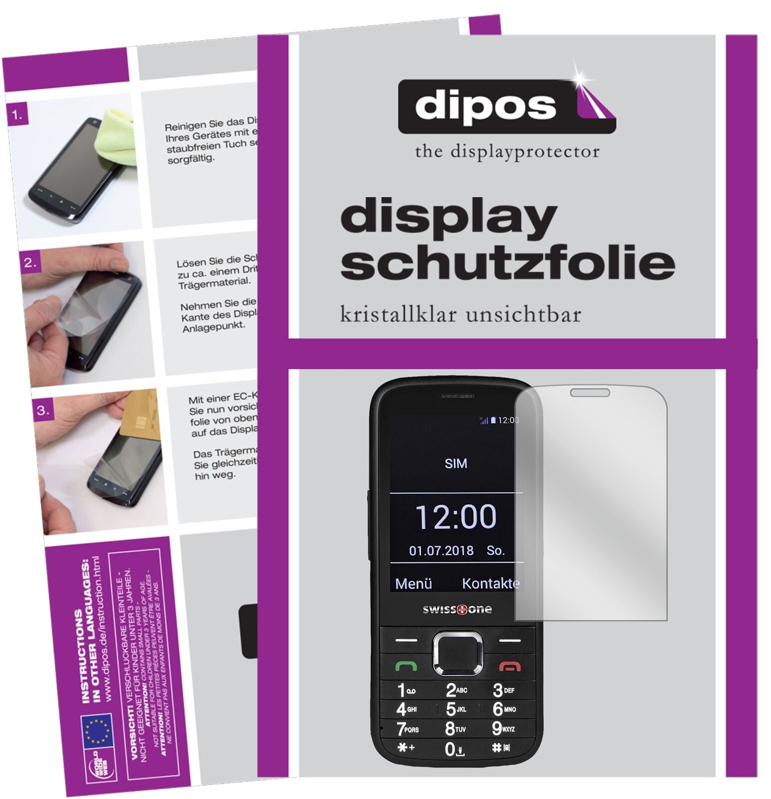 SwisstoneBBM 570 mit aufgebrachter dipos Displayschutzfolie, glasklare Darstellung ohne Einschränkungen