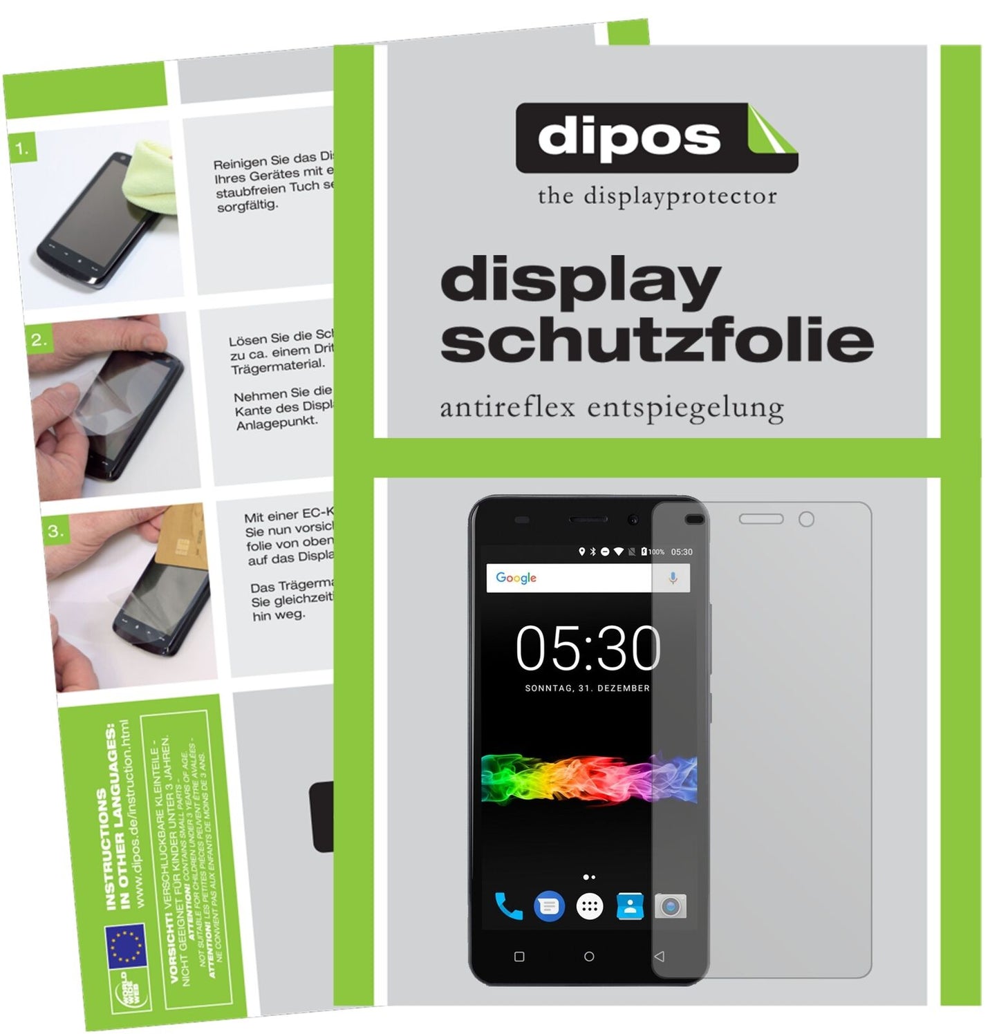 SwisstoneSD 530 mit aufgebrachter dipos Displayschutzfolie, die lästige Fingerabdrücke minimiert