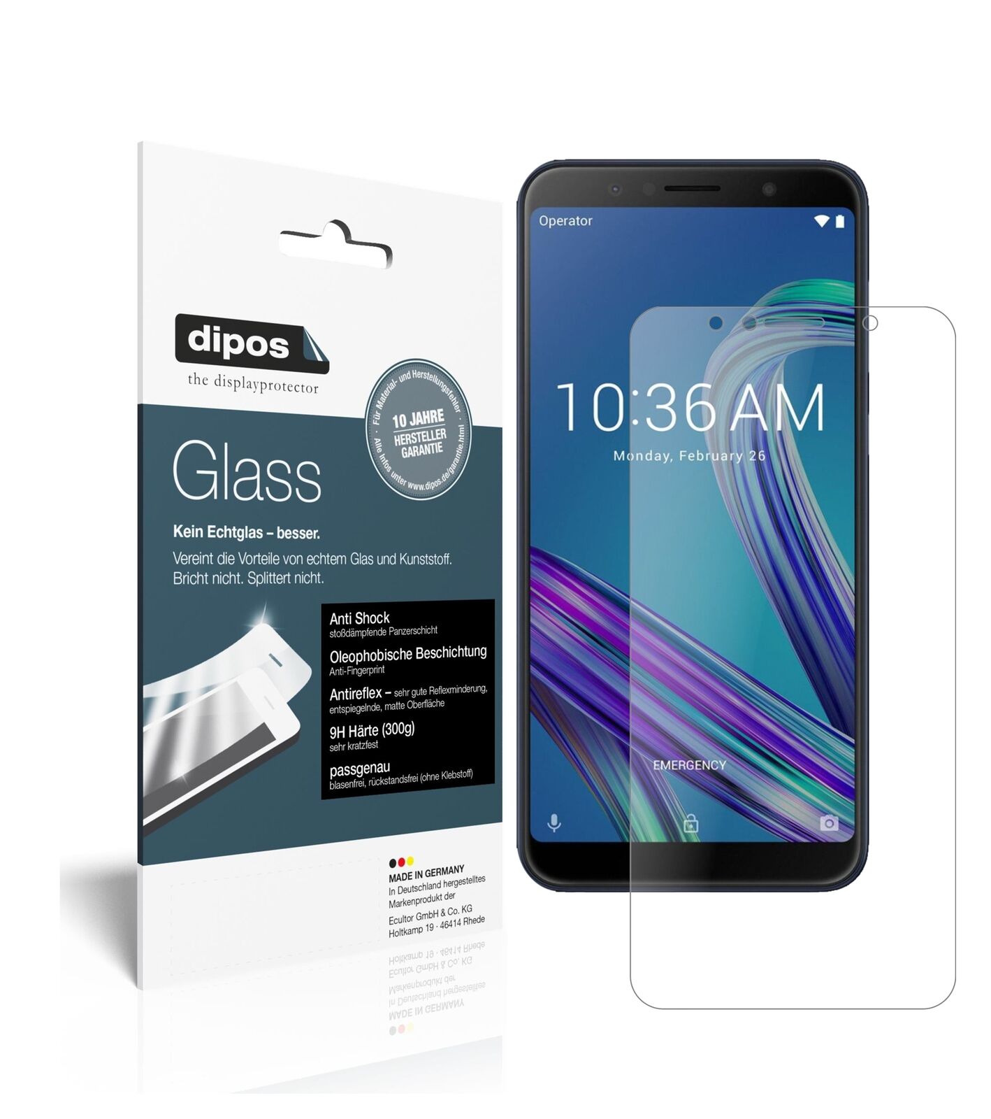 1x 9H Schutzfolie matt für Asus ZenFone Max M1 (ZB556KL) Panzerfolie