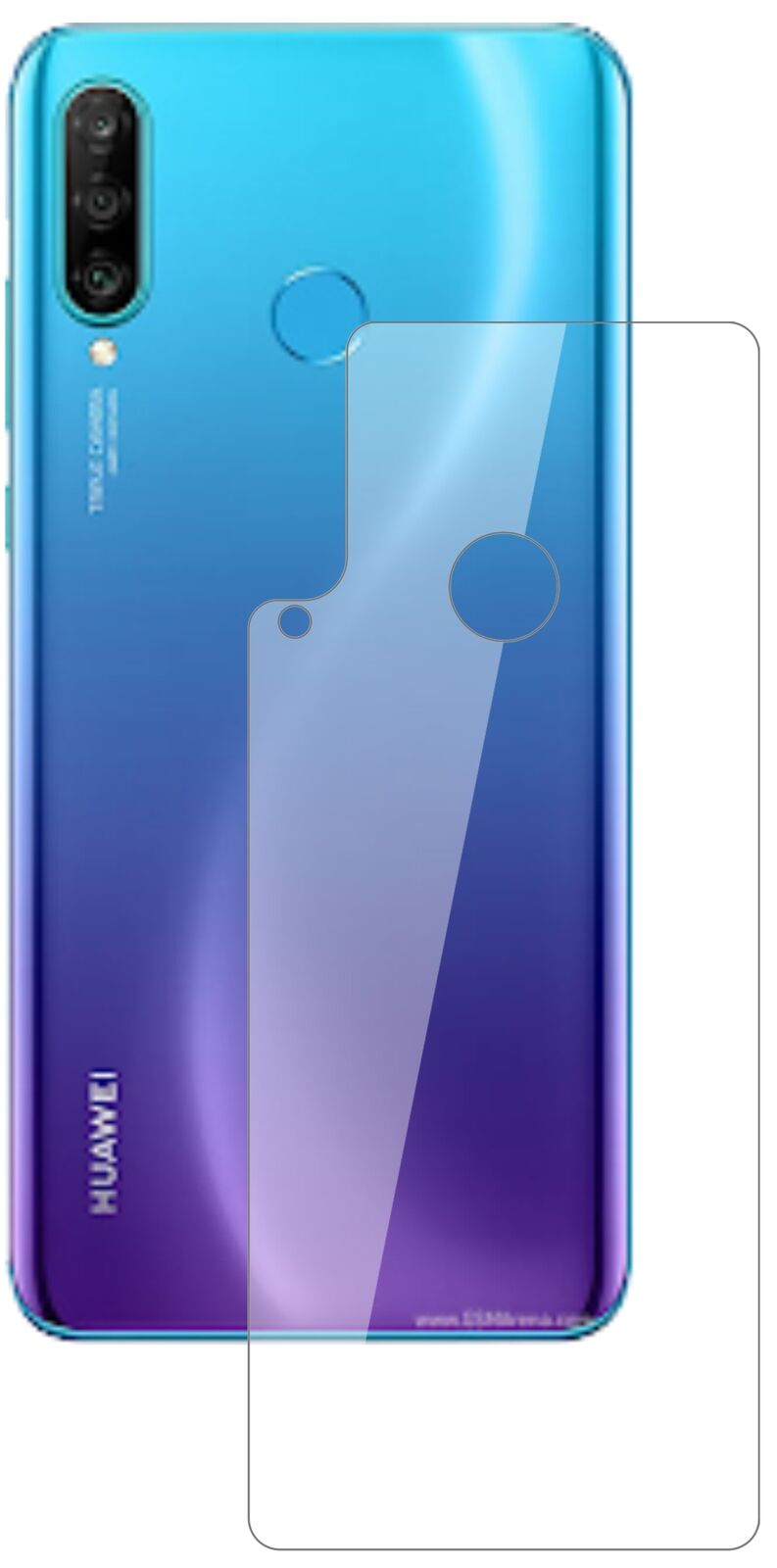 Klare Displayschutzfolie von dipos passend für Huawei P30 Lite Rückseite, 9H kratzfest und blasenfrei montiert