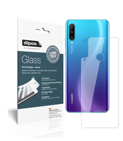 HuaweiP30 Lite Rückseite mit aufgebrachter dipos Flex Schutzfolie, glasklare Darstellung ohne Einschränkungen