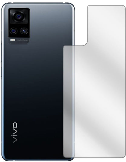 VivoS7 5G Rückseite mit aufgebrachter dipos Displayschutzfolie, glasklare Darstellung ohne Einschränkungen
