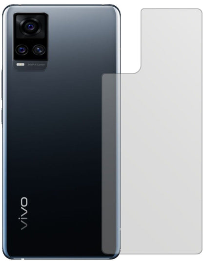 VivoS7 5G Rückseite mit aufgebrachter dipos Displayschutzfolie, die lästige Fingerabdrücke minimiert
