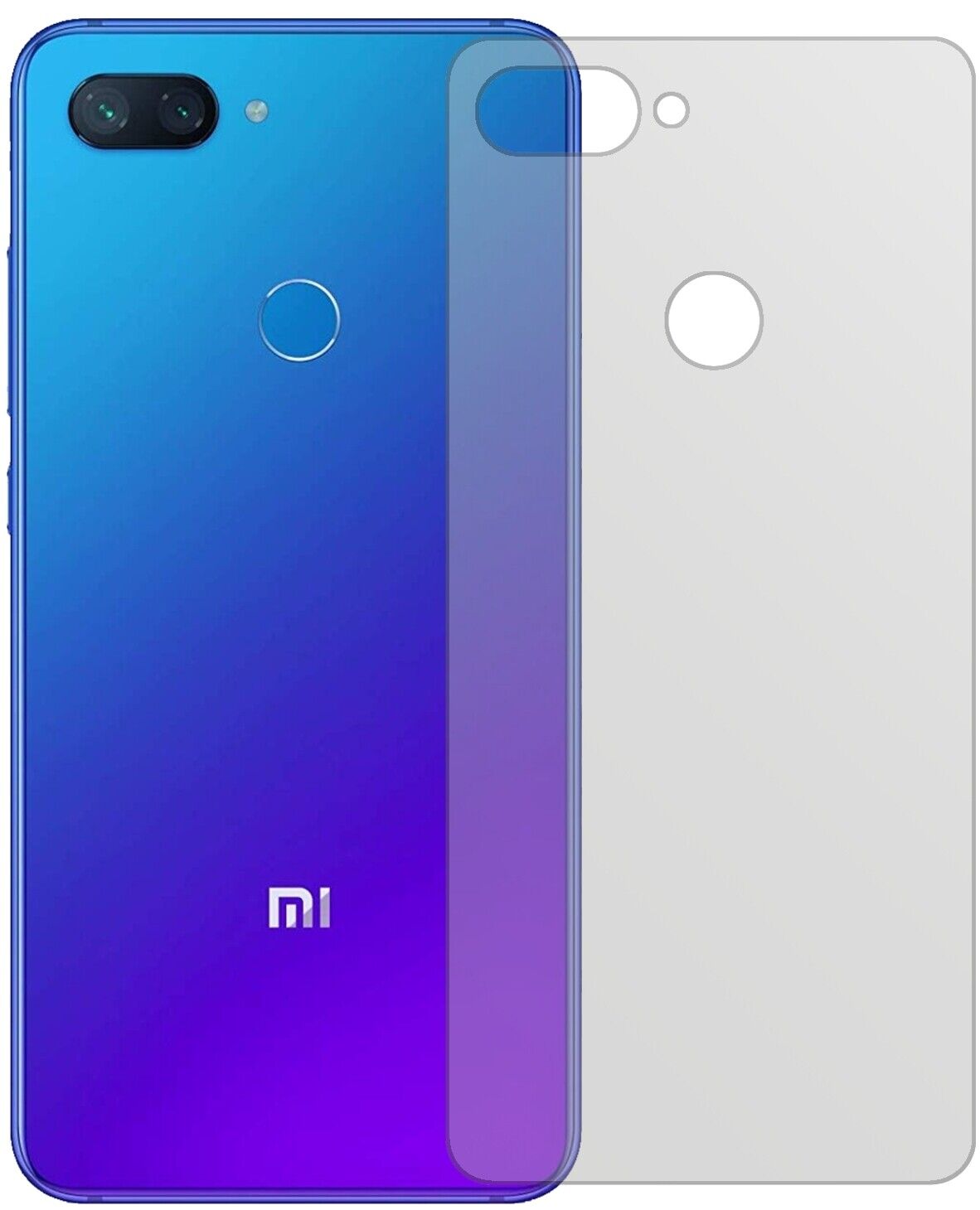 Matte Displayschutzfolie von dipos passend für Xiaomi Mi 8 Lite Rückseite, präziser Zuschnitt und blasenfrei montiert
