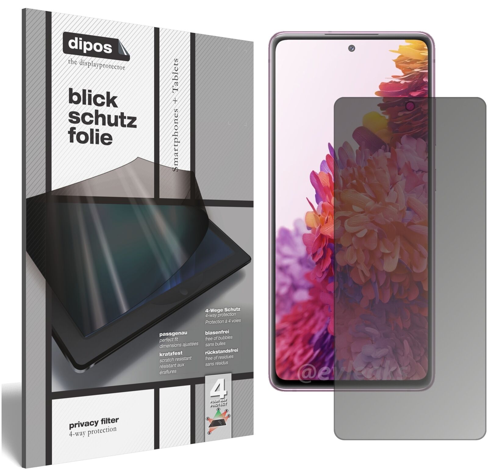 Blickschutzfolie von dipos passend für Samsung Galaxy S20 FE, präziser Zuschnitt und blasenfrei montiert