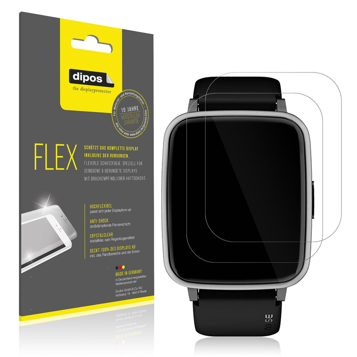 2x Screen Protector for Noise ColorFit Pulse 2 Protective Film covers 100% dipos