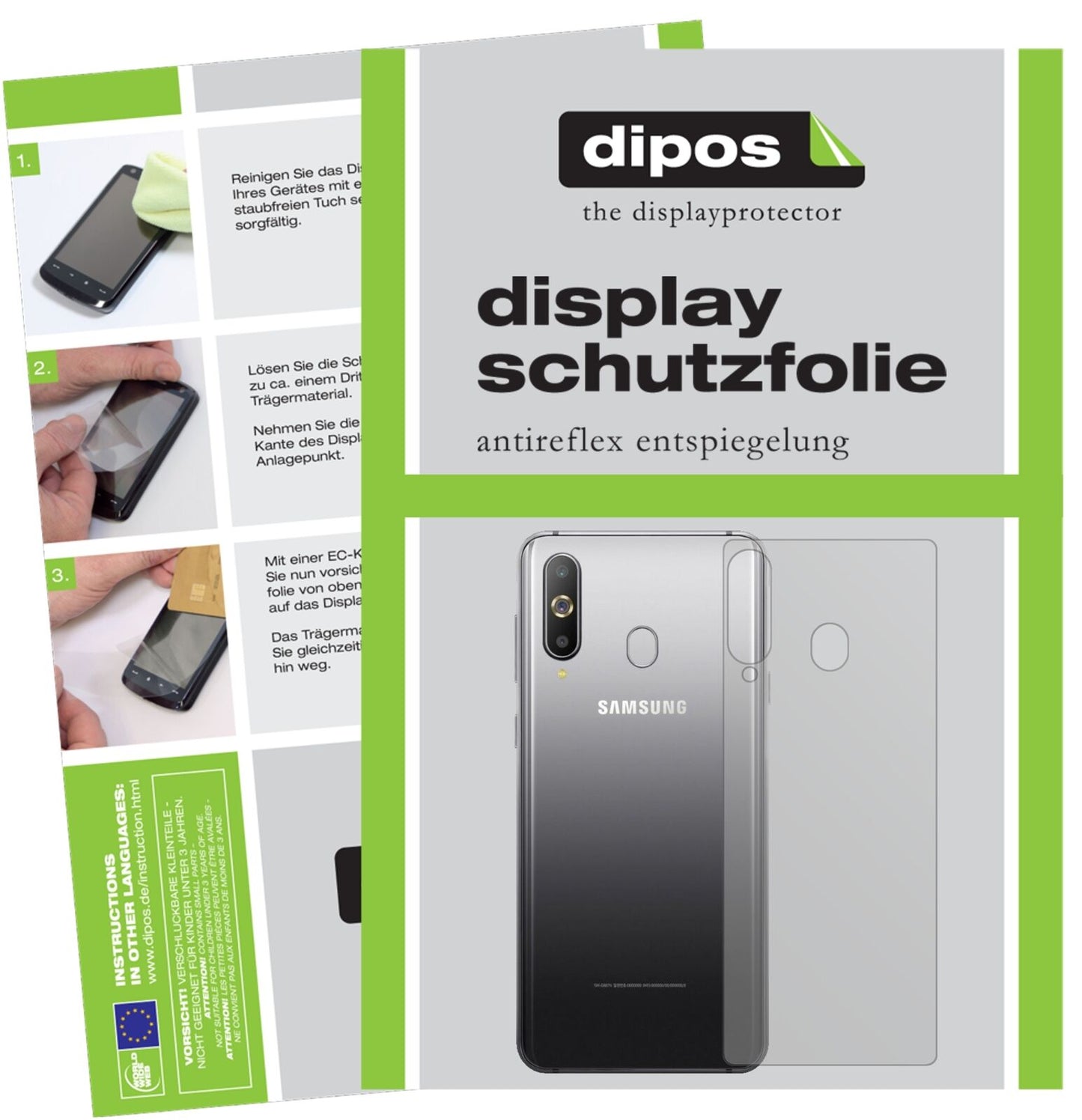 5x Schutzfolie matt für Samsung Galaxy A9 Pro (2019) Rückseite Display-Schutzfolie