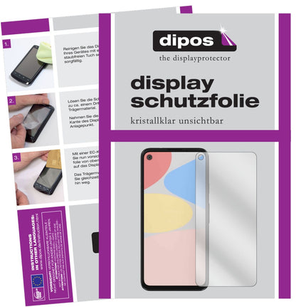 Klare Displayschutzfolie von dipos passend für Google Pixel 4a, präziser Zuschnitt und blasenfrei montiert