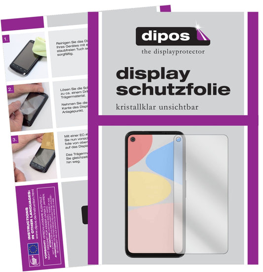 Klare Displayschutzfolie von dipos passend für Google Pixel 4a, präziser Zuschnitt und blasenfrei montiert