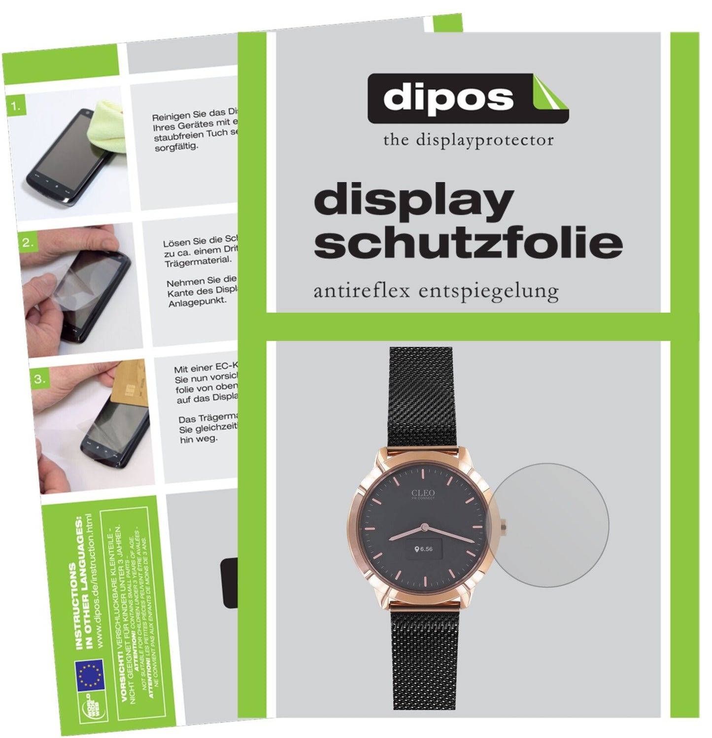 CleoXW Connect mit aufgebrachter dipos Displayschutzfolie, die lästige Fingerabdrücke minimiert
