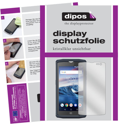CrosscallCore X3 mit aufgebrachter dipos Displayschutzfolie, glasklare Darstellung ohne Einschränkungen