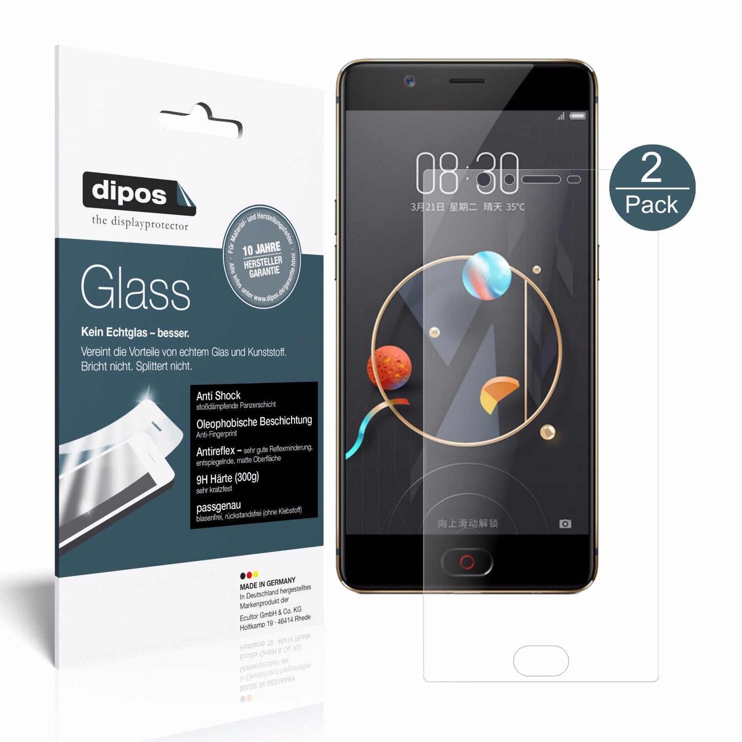 1x 9H Schutzfolie matt für ZTE Nubia M2 Lite Panzerfolie