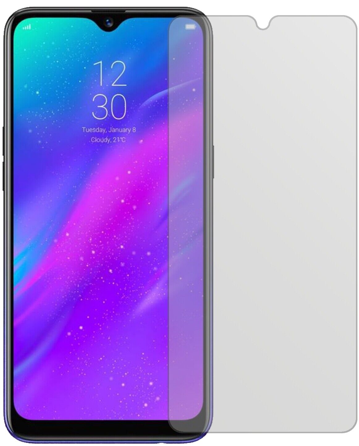 Matte Displayschutzfolie von dipos passend für Oppo Realme 3, präziser Zuschnitt und blasenfrei montiert