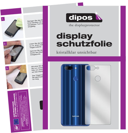 LenovoK9 Rückseite mit aufgebrachter dipos Displayschutzfolie, glasklare Darstellung ohne Einschränkungen