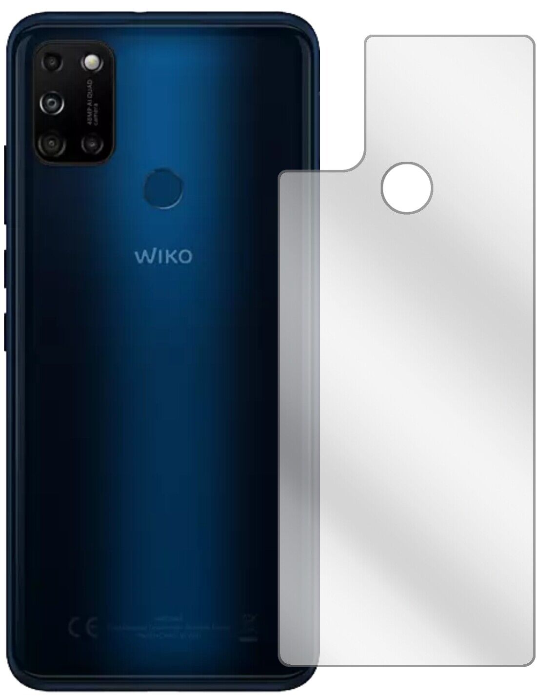 WikoView5 Plus Rückseite mit aufgebrachter dipos Displayschutzfolie, glasklare Darstellung ohne Einschränkungen