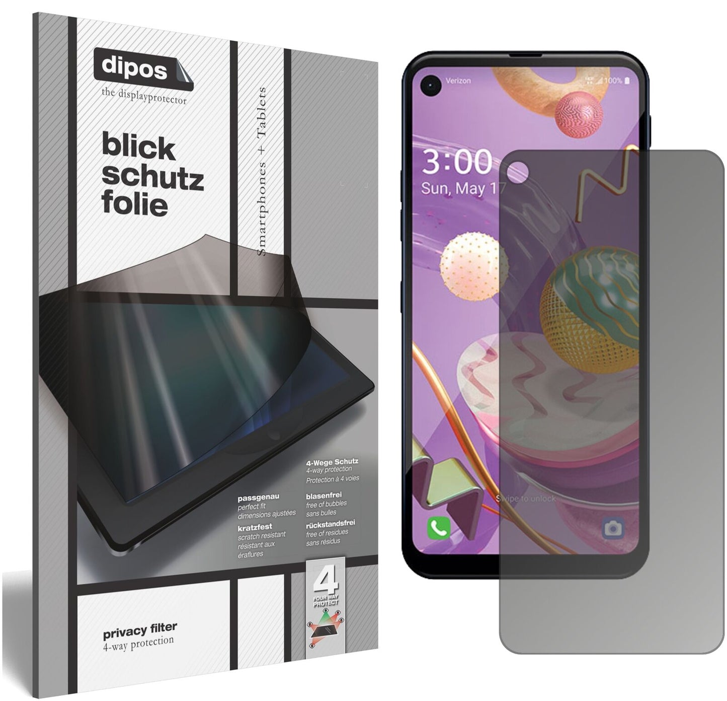 Screen Protector for LG Q70 Privacy Filter 4-Way Protection dipos