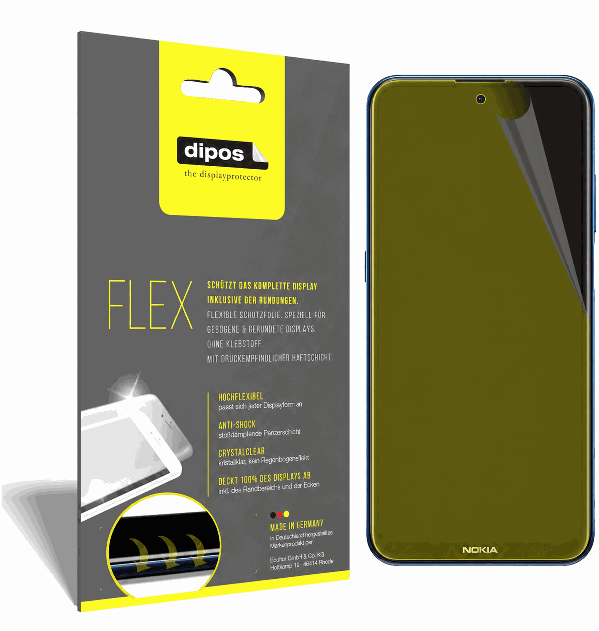 Klare Displayschutzfolie von dipos passend für Nokia X20, 100% Displayabdeckung und blasenfreie Montage