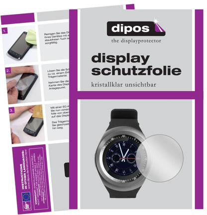TrendGeekTG-SW1 Smartwatch mit aufgebrachter dipos Displayschutzfolie, glasklare Darstellung ohne Einschränkungen