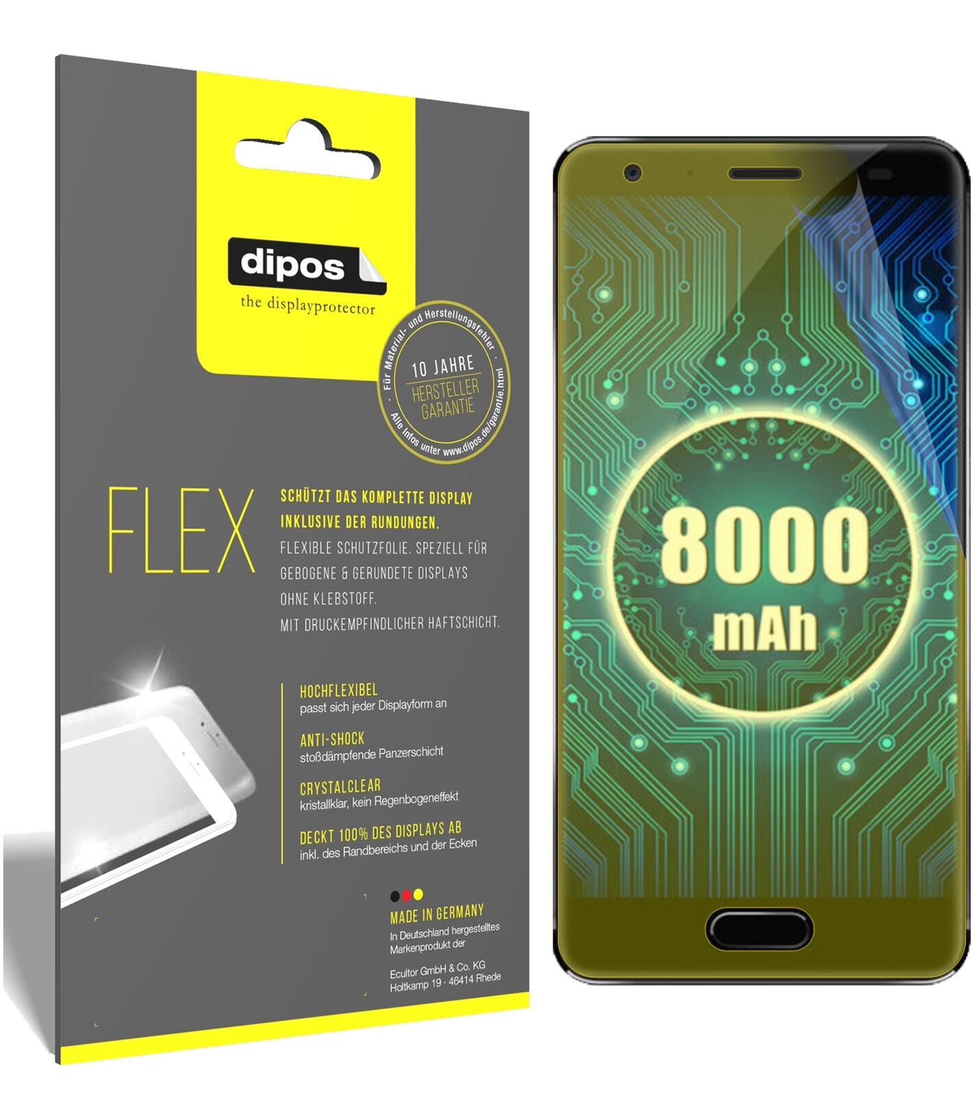 2x 3D Full Cover Schutzfolie für Oukitel K8000