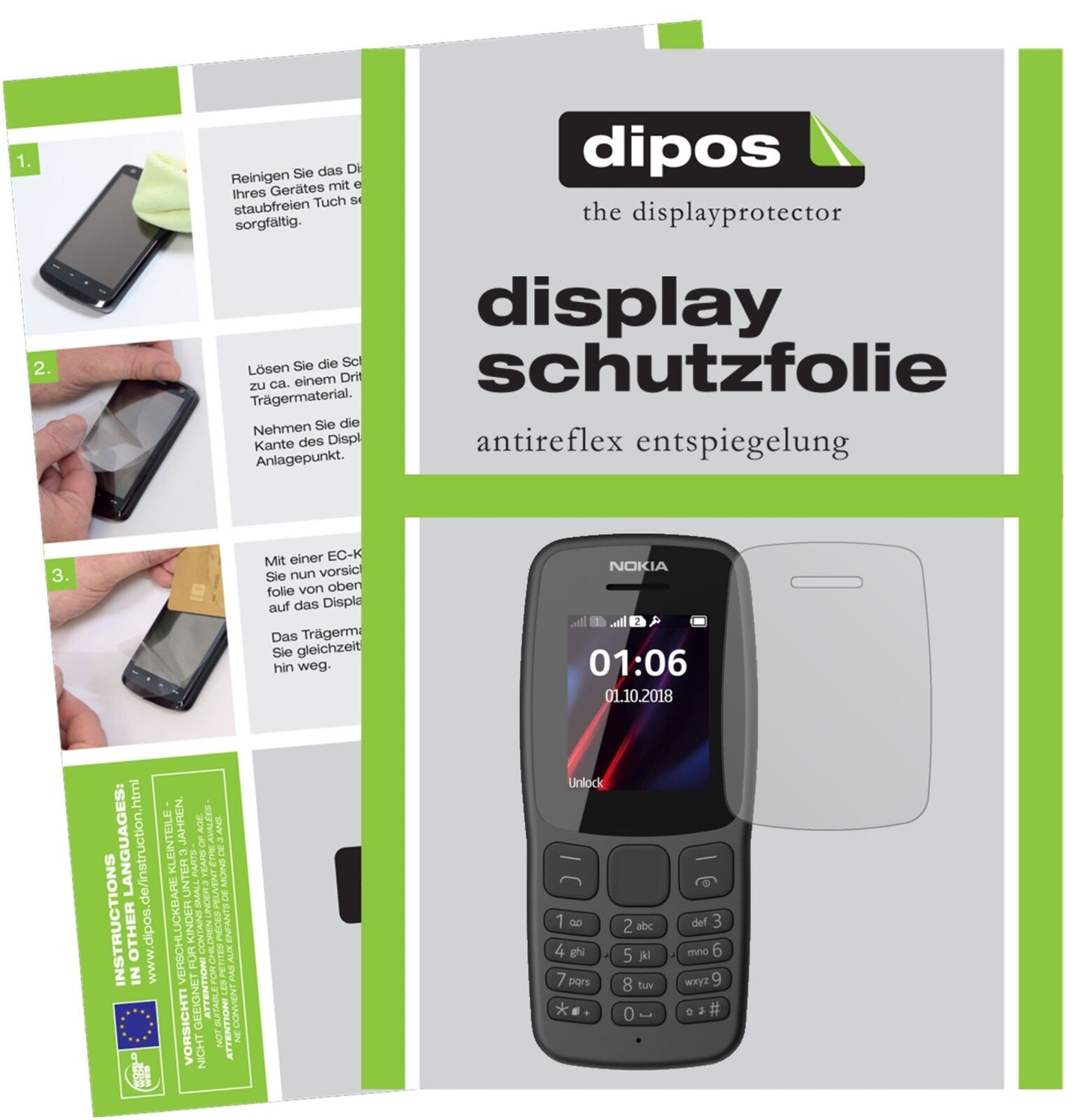 1x Schutzfolie matt für Nokia 106 (2018) Display-Schutzfolie